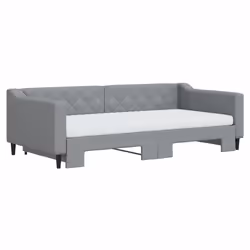 vidaXL Divano Letto Estraibile Materassi Grigio Chiaro 100x200 Tessuto - Vista aggiuntiva 3