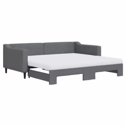 vidaXL Divano Letto Estraibile Materassi Grigio Scuro 90x190cm Tessuto - Vista aggiuntiva 2