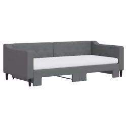 vidaXL Divano Letto Estraibile Materassi Grigio Scuro 90x190cm Tessuto - Vista aggiuntiva 3