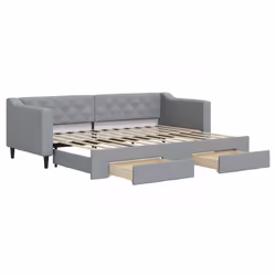 vidaXL Divano Letto Estraibile Cassetti Grigio Chiaro 80x200cm Tessuto - Vista aggiuntiva 2