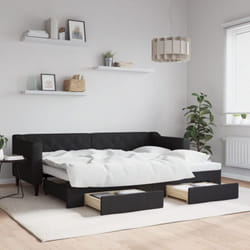 Divano Letto Estraibile con Cassetti, Divano convertibile Nero 80x200 cm in Tessuto Vidaxl