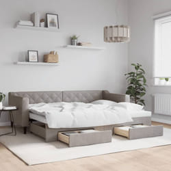 Divano Letto Estraibile con Cassetti, Divano convertibile Tortora 80x200 cm Tessuto vidaXL