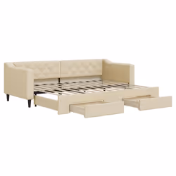 Divano Letto Estraibile con Cassetti Crema 80x200 cm in Tessutocod mxl 130632 - Vista aggiuntiva 2