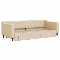 Divano Letto Estraibile con Cassetti Crema 80x200 cm in Tessutocod mxl 130632 - Vista aggiuntiva 3