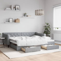vidaXL Divano Letto Estraibile Cassetti Grigio Chiaro 90x200cm Tessuto