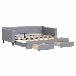 vidaXL Divano Letto Estraibile Cassetti Grigio Chiaro 90x200cm Tessuto - Vista aggiuntiva 2