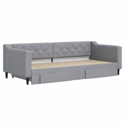 vidaXL Divano Letto Estraibile Cassetti Grigio Chiaro 90x200cm Tessuto - Vista aggiuntiva 3