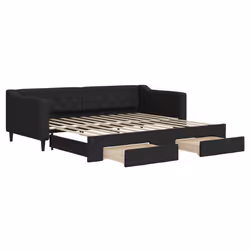 Divano Letto Estraibile con Cassetti Nero 90x200 cm in Tessutocod mxl 106644 - Vista aggiuntiva 2