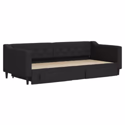 Divano Letto Estraibile con Cassetti Nero 90x200 cm in Tessutocod mxl 106644 - Vista aggiuntiva 3
