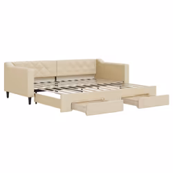 vidaXL Divano Letto Estraibile con Cassetti Crema 90x200 cm in Tessuto - Vista aggiuntiva 2