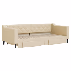 vidaXL Divano Letto Estraibile con Cassetti Crema 90x200 cm in Tessuto - Vista aggiuntiva 3