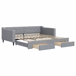 vidaXL Divano Letto Estraibile Cassetti Grigio Chiaro 100x200 Tessuto - Vista aggiuntiva 2