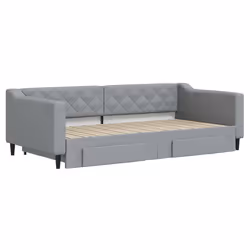 vidaXL Divano Letto Estraibile Cassetti Grigio Chiaro 100x200 Tessuto - Vista aggiuntiva 3