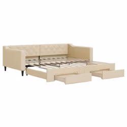 Divano Letto Estraibile con Cassetti Crema 100x200cm in Tessutocod mxl 82711 - Vista aggiuntiva 2