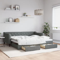 Divano Letto Estraibile Cassetti Grigio Scuro 90x190cm Tessutocod mxl 92999