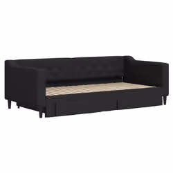 vidaXL Divano Letto Estraibile con Cassetti Nero 90x190 cm in Tessuto - Vista aggiuntiva 3