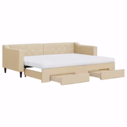 Divano Letto Estraibile con Cassetti Crema 80x200 cm in Tessutocod mxl 107121 - Vista aggiuntiva 2
