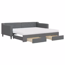 VidaXL 3197481, Divano letto, Grigio, Schiuma, Tessuto, Metallo, Legno, 2230 mm, 1000 mm