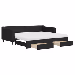 Divano Letto Estraibile con Cassetti Nero 90x200 cm in Tessutocod mxl 130646 - Vista aggiuntiva 2