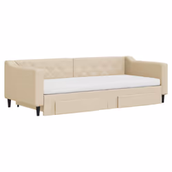 vidaXL Divano Letto Estraibile con Cassetti Crema 90x200 cm in Tessuto - Vista aggiuntiva 3
