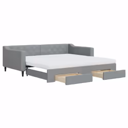 vidaXL Divano Letto Estraibile Cassetti Grigio Chiaro 100x200 Tessuto - Vista aggiuntiva 2