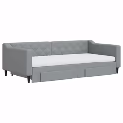 vidaXL Divano Letto Estraibile Cassetti Grigio Chiaro 100x200 Tessuto - Vista aggiuntiva 3