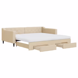 Divano Letto Estraibile con Cassetti Crema 100x200cm in Tessutocod mxl 130649 - Vista aggiuntiva 2