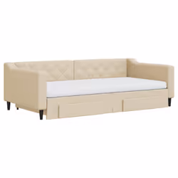 Divano Letto Estraibile con Cassetti Crema 100x200cm in Tessutocod mxl 130649 - Vista aggiuntiva 3