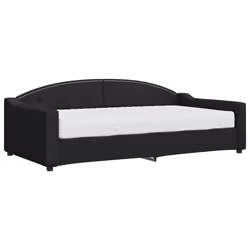 vidaXL Divano Letto con Materasso Nero 100x200 cm in Tessuto - Vista aggiuntiva 2