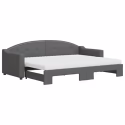 vidaXL Divano Letto Estraibile Materassi Grigio Scuro 80x200cm Tessuto - Vista aggiuntiva 2