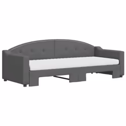 vidaXL Divano Letto Estraibile Materassi Grigio Scuro 80x200cm Tessuto - Vista aggiuntiva 3