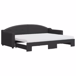 vidaXL Divano Letto Estraibile con Materassi Nero 80x200 cm Tessuto - Vista aggiuntiva 2