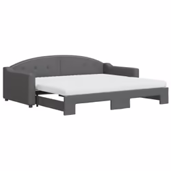 vidaXL Divano Letto Estraibile Materassi Grigio Scuro 90x200cm Tessuto - Vista aggiuntiva 2