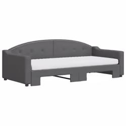 vidaXL Divano Letto Estraibile Materassi Grigio Scuro 90x200cm Tessuto - Vista aggiuntiva 3