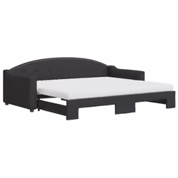 vidaXL Divano Letto Estraibile con Materassi Nero 90x200 cm in Tessuto - Vista aggiuntiva 2