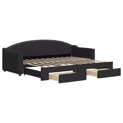 vidaXL Divano Letto Estraibile con Cassetti Nero 80x200 cm in Tessuto - Vista aggiuntiva 2