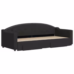 vidaXL Divano Letto Estraibile con Cassetti Nero 80x200 cm in Tessuto - Vista aggiuntiva 3