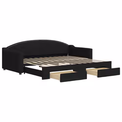 Divano Letto Estraibile con Cassetti Nero 90x200 cm in Tessutocod mxl 106714 - Vista aggiuntiva 2