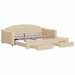 VidaXL 3197570, Divano letto, Crema, Schiuma, Tessuto, Metallo, Legno, 2230 mm, 1000 mm