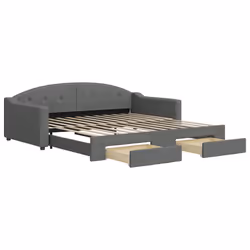 vidaXL Divano Letto Estraibile Cassetti Grigio Scuro 100x200cm Tessuto - Vista aggiuntiva 2