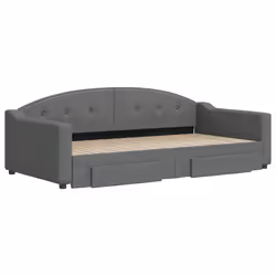 vidaXL Divano Letto Estraibile Cassetti Grigio Scuro 100x200cm Tessuto - Vista aggiuntiva 3