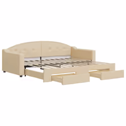 VidaXL 3197575, Divano letto, Crema, Schiuma, Tessuto, Metallo, Legno, 2230 mm, 1100 mm