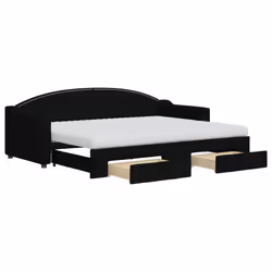 vidaXL Divano Letto Estraibile con Cassetti Nero 80x200 cm in Tessuto - Vista aggiuntiva 2