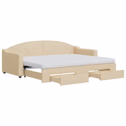 Divano Letto Estraibile con Cassetti Crema 80x200 cm in Tessutocod mxl 82778 - Vista aggiuntiva 2