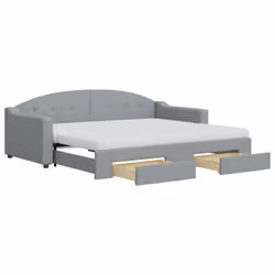 vidaXL Divano Letto Estraibile Cassetti Grigio Chiaro 90x200cm Tessuto - Vista aggiuntiva 2