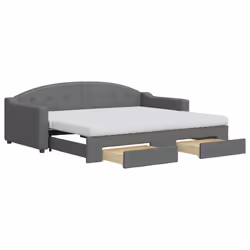 vidaXL Divano Letto Estraibile Cassetti Grigio Scuro 90x200cm Tessuto - Vista aggiuntiva 2