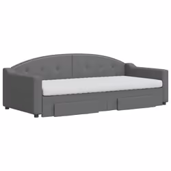 vidaXL Divano Letto Estraibile Cassetti Grigio Scuro 90x200cm Tessuto - Vista aggiuntiva 3