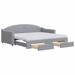 Divano Letto Estraibile Cassetti Grigio Chiaro 90x190cm Tessutocod mxl 106717 - Vista aggiuntiva 2