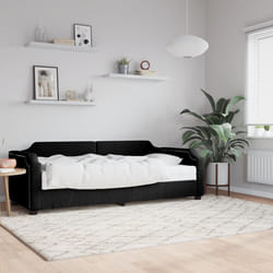 vidaXL Divano Letto con Materasso Nero 90x190 cm in Tessuto
