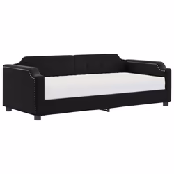 vidaXL Divano Letto con Materasso Nero 90x190 cm in Tessuto - Vista aggiuntiva 2